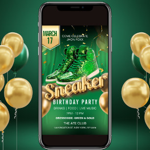 Green Gold Sneaker Ball Party Flyer Invitation