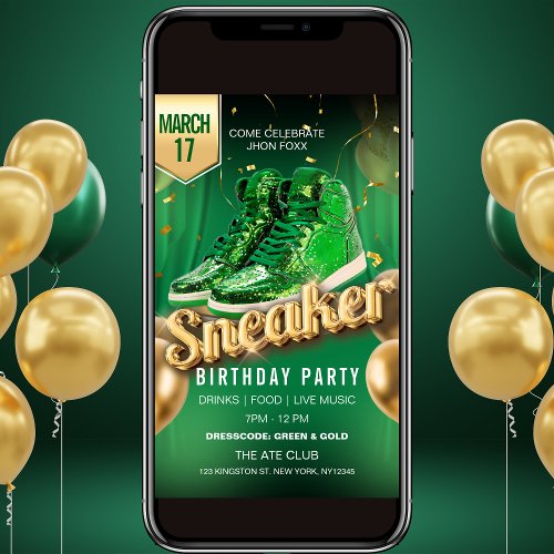 Green Gold Sneaker Ball Party Flyer Invitation