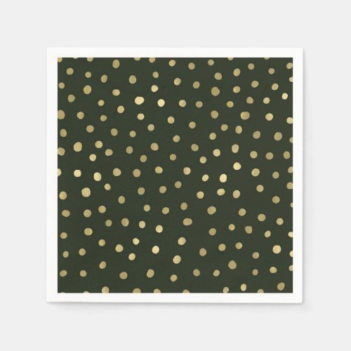 Green  Gold Snow Holiday Party Festive Napkins