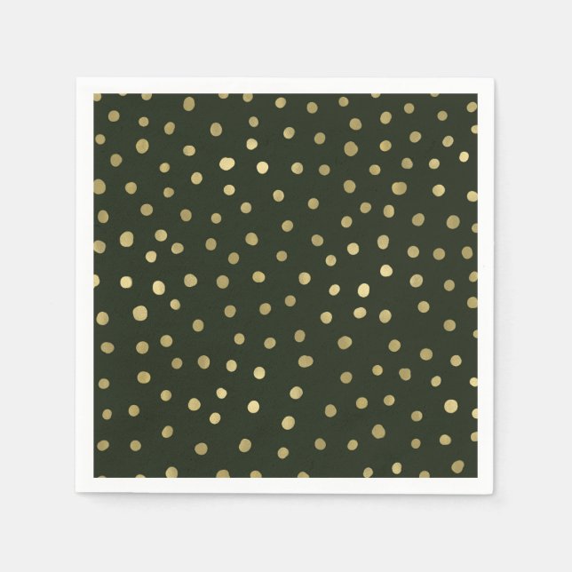 Green & Gold Snow Holiday Party Festive Napkins (Front)