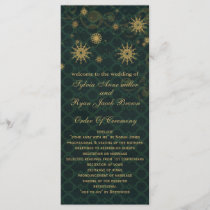 green gold Snowflakes wedding programs tea length