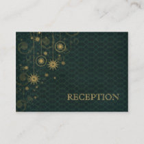 green gold Snowflakes wedding reception invite