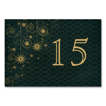 green gold Snowflakes wedding table numbers