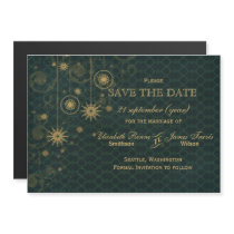 green gold Snowflakes Winter save the date Magnetic Invitation