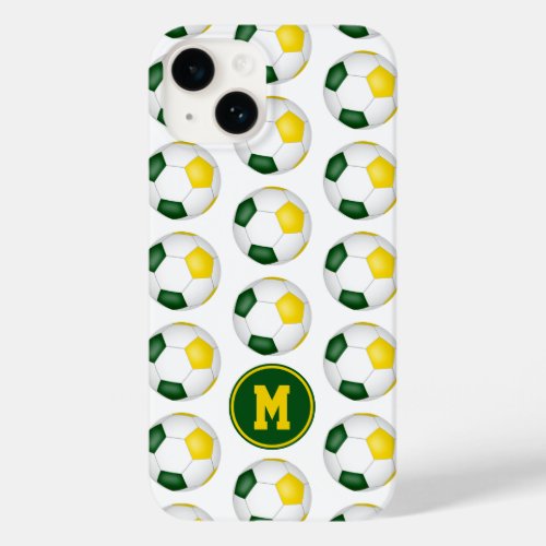 green gold soccer balls pattern monogrammed Case_Mate iPhone 14 case