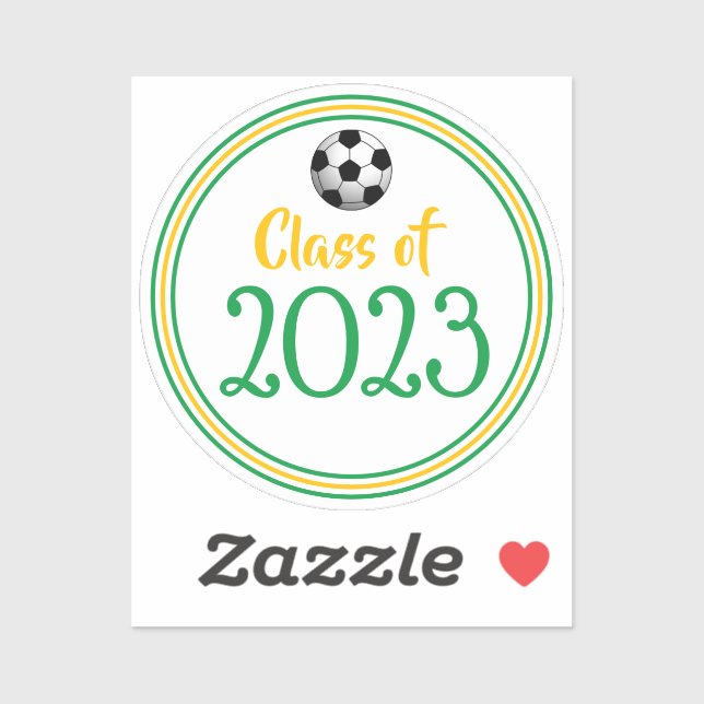 Green & Gold Soccer Class Year Graduation Sticker (Sheet)