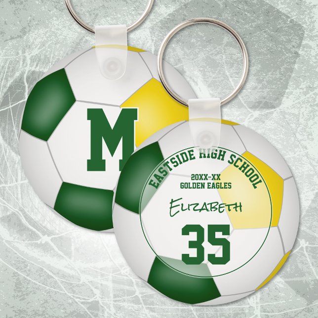 green gold soccer team gifts girls boys sports keychain (Creator Uploaded)