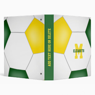 green gold sports club colors soccer team gifts 3 ring binder