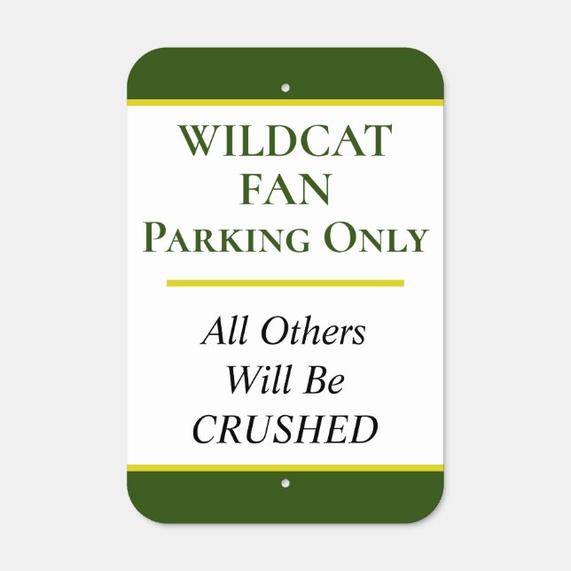 Green Gold Sports Fan Metal Parking Sign (Front)