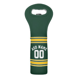 Green Gold Sports Jersey with Name and Number Wine Bag