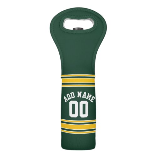 Green Gold Sports Jersey with Name and Number Wine Bag