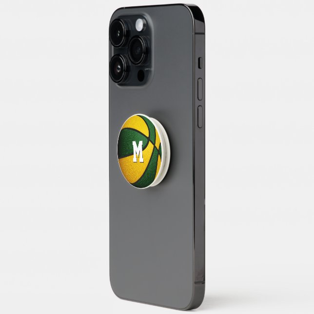 green gold sports team colors basketball gifts PopSocket (Left)