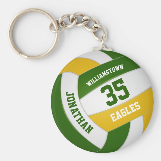 green gold sports team colors boy girl volleyball keychain