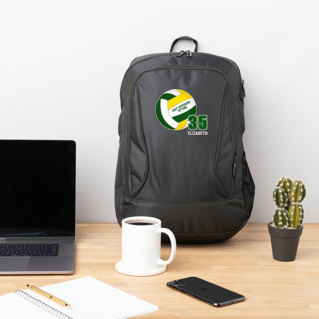 Green gold sports team colors volleyball backpack