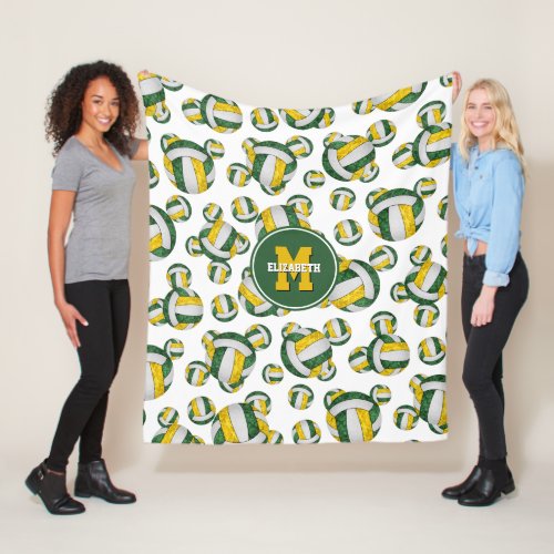 green gold sporty team colors girly volleyball fleece blanket