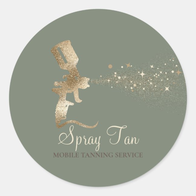 Green gold Spray Tan Mobile Tanning Air Brush Classic Round Sticker