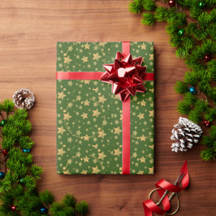 Green Gold Star Classic Elegant Christmas         Wrapping Paper