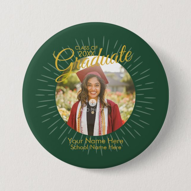 Green & Gold Star Graduate Button (Front)
