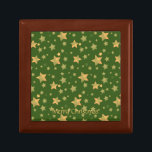Green Gold Star Pattern Elegant Vintage Christmas Gift Box<br><div class="desc">Elegant vintage Christmas gift box featuring gold star pattern on green background. You can personalize the "Merry Christmas" and put your own Christmas inspiration in gold script.</div>
