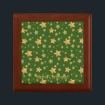 Green Gold Star Pattern Elegant Vintage Christmas Gift Box<br><div class="desc">Elegant vintage Christmas gift box featuring gold star pattern on green background. You can personalize the "Merry Christmas" and put your own Christmas inspiration in gold script.</div>