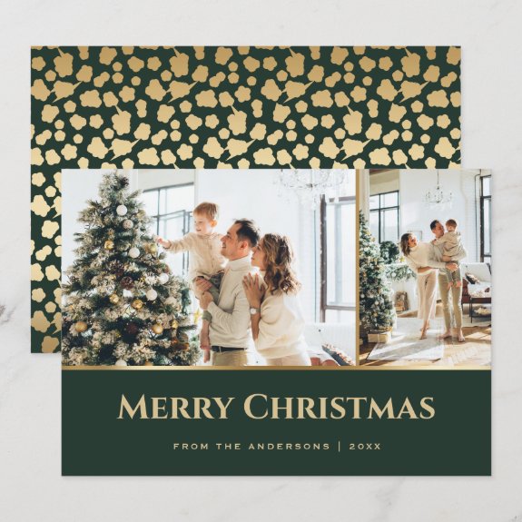 Green Gold Stars Photo Christmas Card