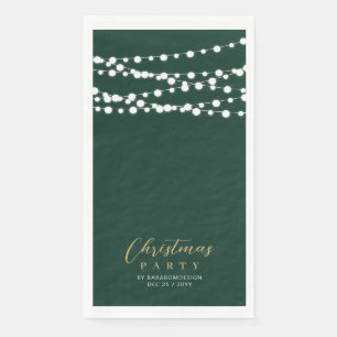 Green Gold String Lights Elegant Christmas Holiday Paper Guest Towels