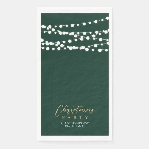 Green Gold String Lights Elegant Christmas Holiday Paper Guest Towels