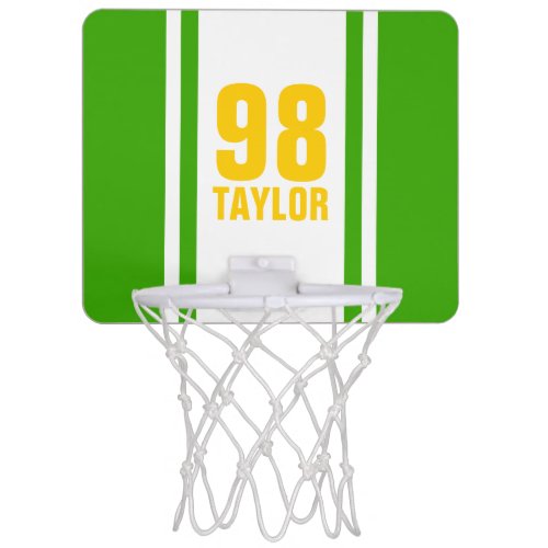 Green  Gold Stripe Sports Jersey Basketball Hoop