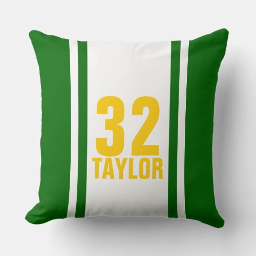 Green  Gold Striped Sports Jersey Throw Pillow