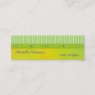 Green Gold Stripes and Beads Customizable Slimline Mini Business Card