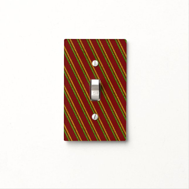Green & Gold Stripes Glitter Light Switch Cover (In Situ)