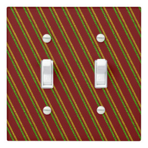 Green & Gold Stripes Glitter Light Switch Cover