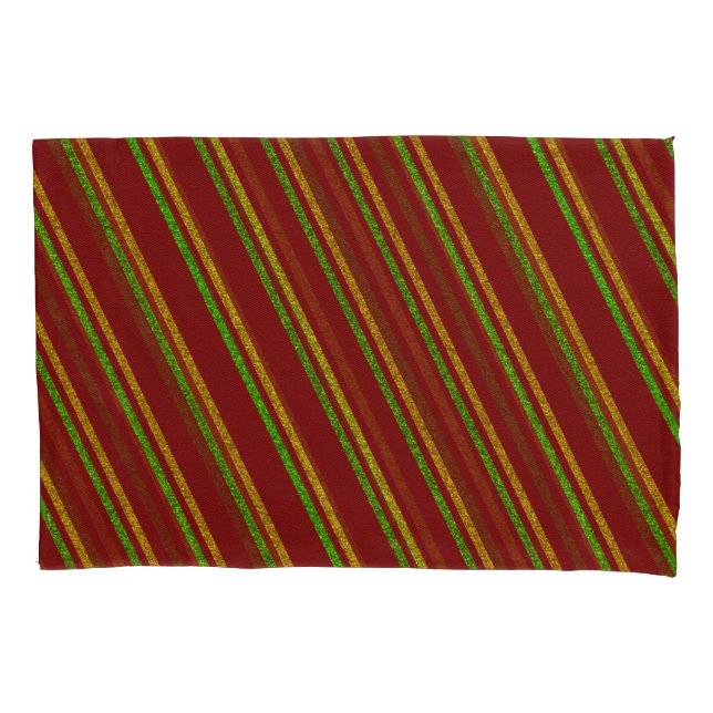 Green & Gold Stripes Glitter Pillow Case (Front)
