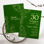 Green Gold Surprise 30th Birthday Party Invitation<br><div class="desc">Floral Green Gold Surprise 30th Birthday Party Invitation. Minimalist modern design featuring botanical accents and typography script font. Simple floral invite card perfect for a stylish female surprise bday celebration. Can be customized to any age.</div>