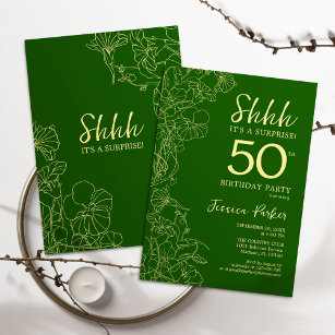 Green Gold Surprise 50th Birthday Invitation
