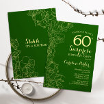 Green Gold Surprise 60th Birthday Party Invitation<br><div class="desc">Floral Green Gold Surprise 60th Birthday Party Invitation. Minimalist modern design featuring botanical accents and typography script font. Simple floral invite card perfect for a stylish female surprise bday celebration. Can be customized to any age.</div>
