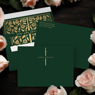 Green Gold Sword Royal Fantasy Wedding Envelope