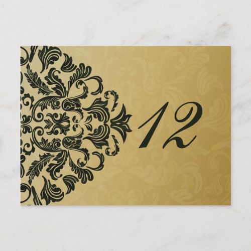 green gold table numbers postcards