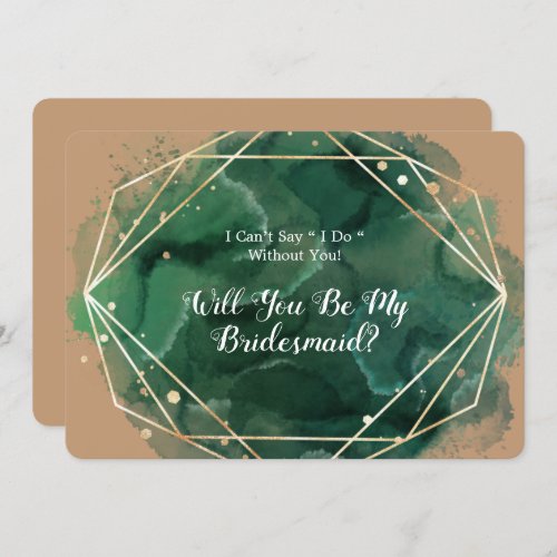 Green Gold Tan Will You Be My Bridesmaid invite