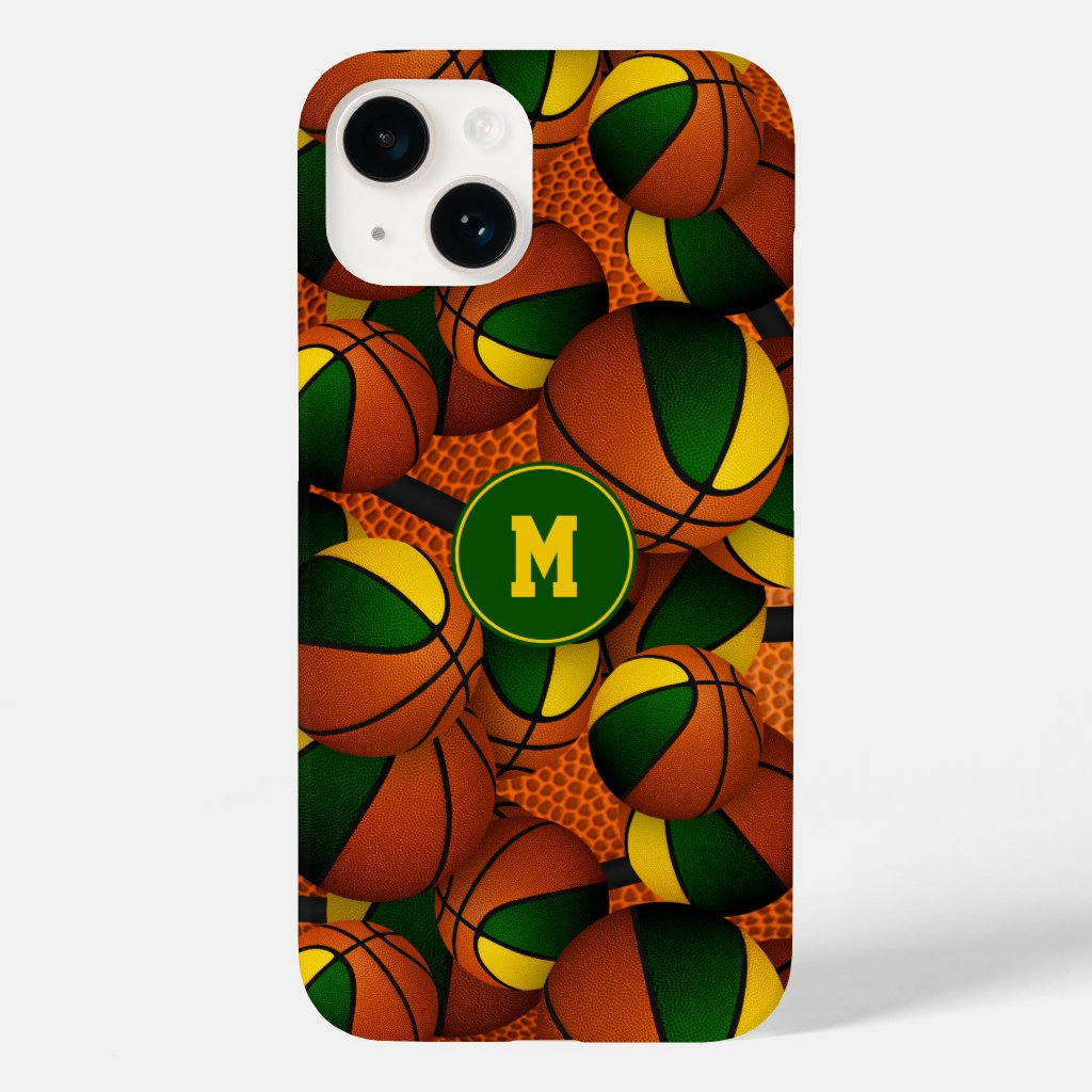 Green gold team colors basketball sports pattern iPhone case