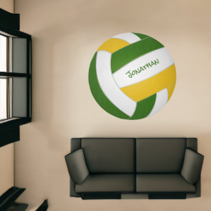 green gold team colors custom volleyball shaped rug