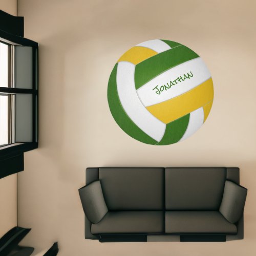 green gold team colors custom volleyball shaped rug