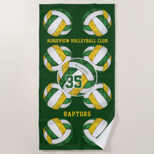 green gold team colors gifts girly volleyballs beach towel
