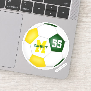 green gold team colors girls boys soccer sticker