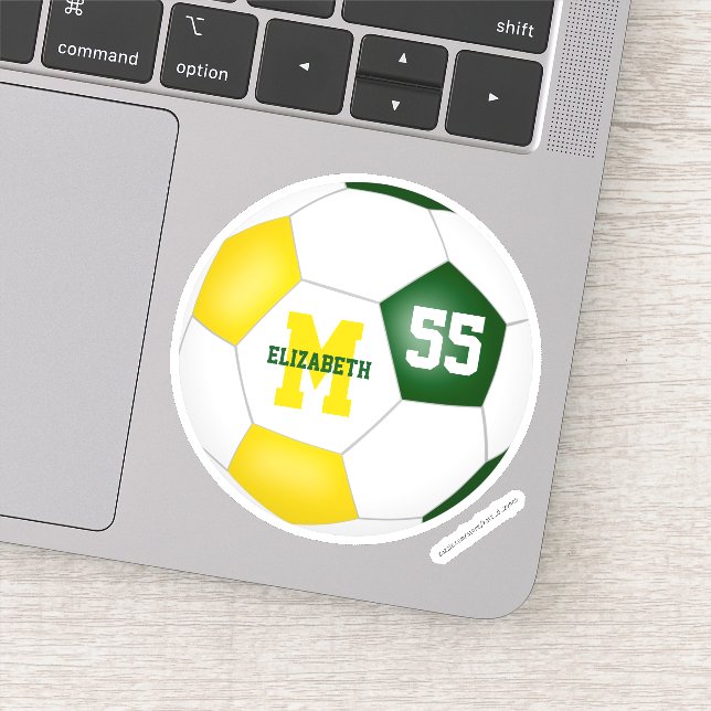 green gold team colors girls boys soccer sticker (Detail)