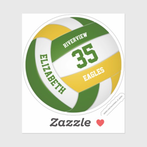 green gold team colors girls boys volleyball sticker