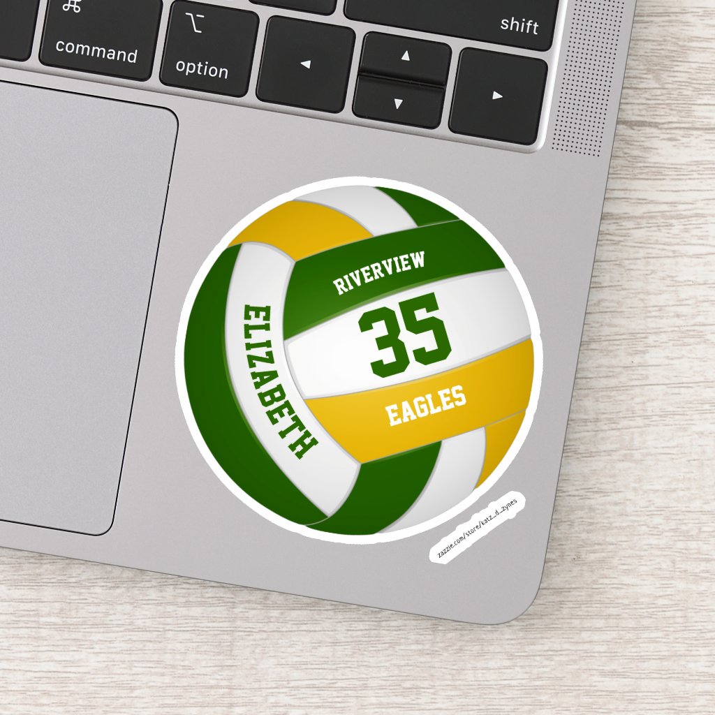 green gold volleyball team colors personalized sticker