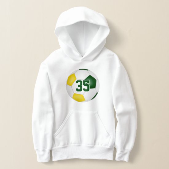 green gold team colors jersey number soccer hoodie