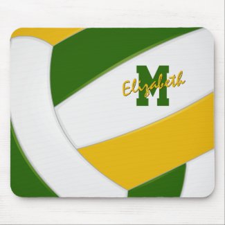 green gold team colors personalized volleyball mouse pad