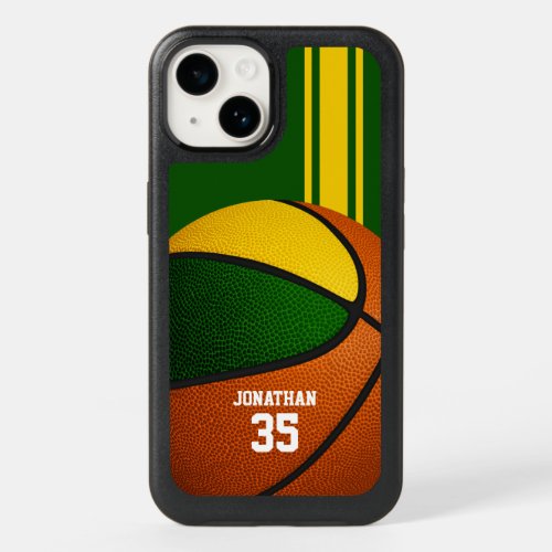 Green gold team colors varsity basketball OtterBox iPhone 14 case
